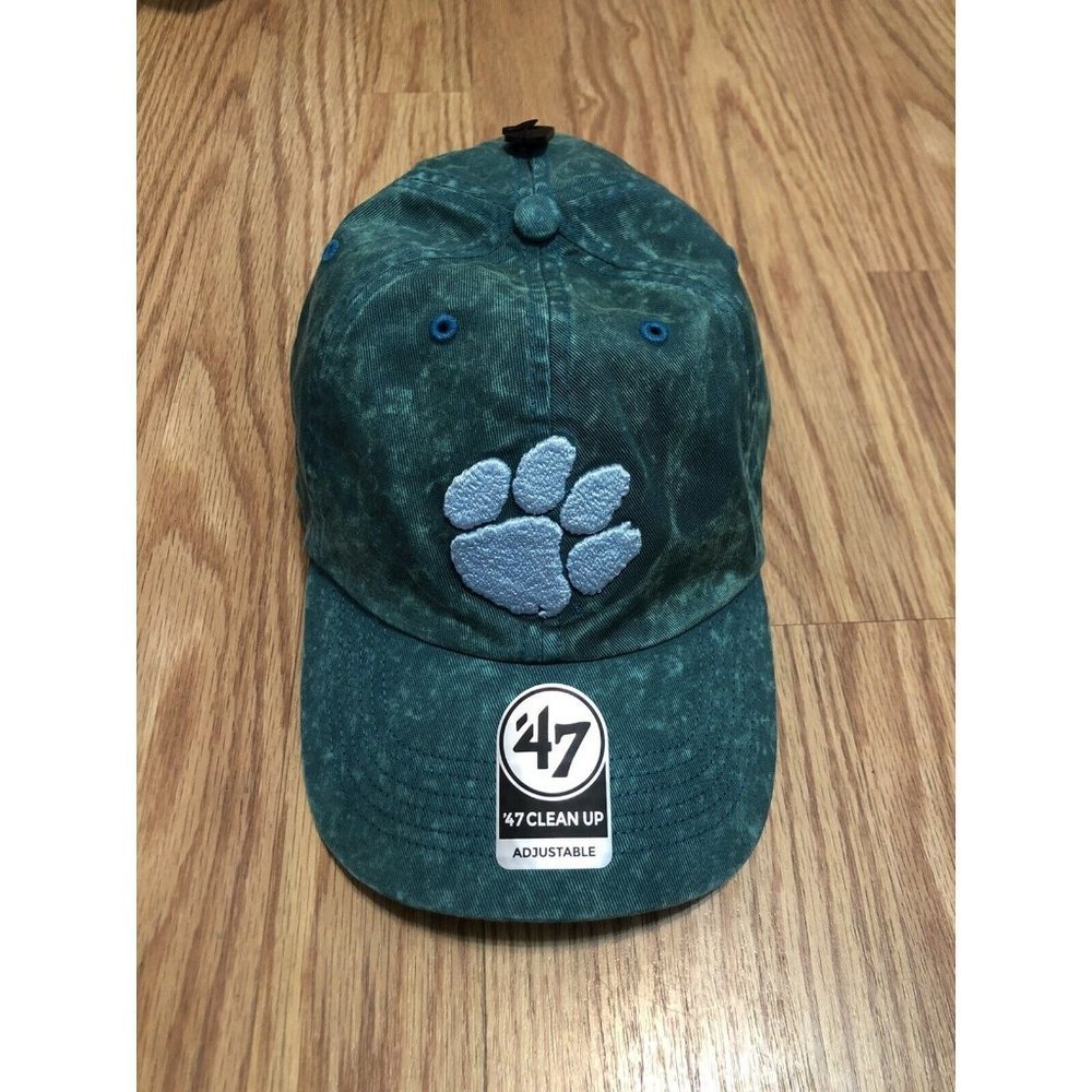 47 NCAA Adult Men's NCAA Clean Up Adjustable Hat, One Size dark teal logo ncaa